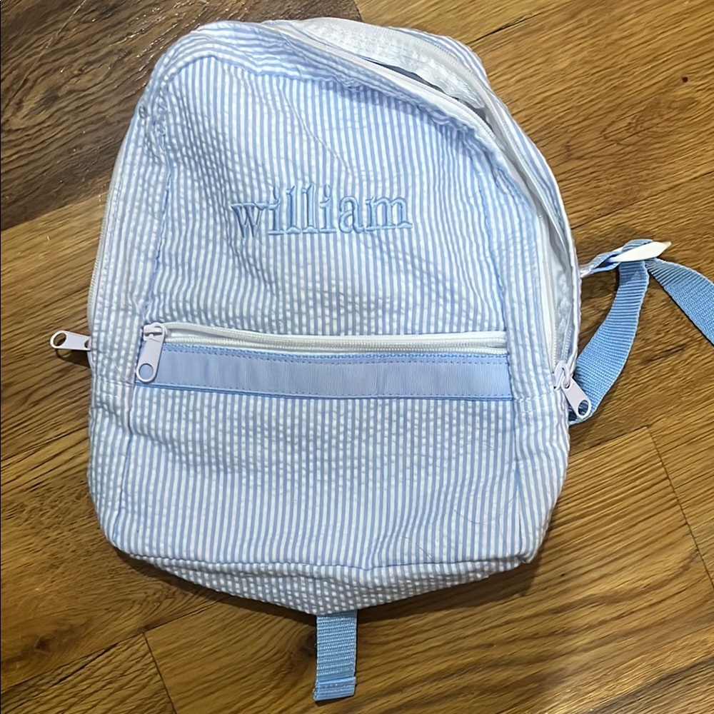 Personalized Blue Striped Backpack